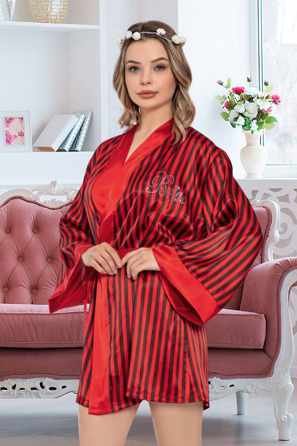 Women's Satin Bride Embroidered Bridal Robe - 2