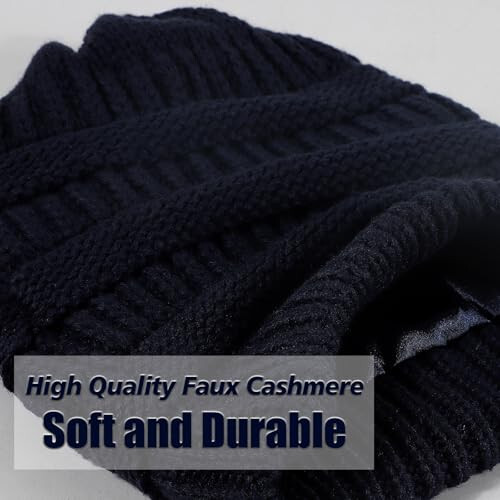 Womens Satin Lined Winter Beanie Hats Cable Knit Beanie for Men Silk Lining Thick Chunky Cap Soft Slouchy Warm Hat - 4