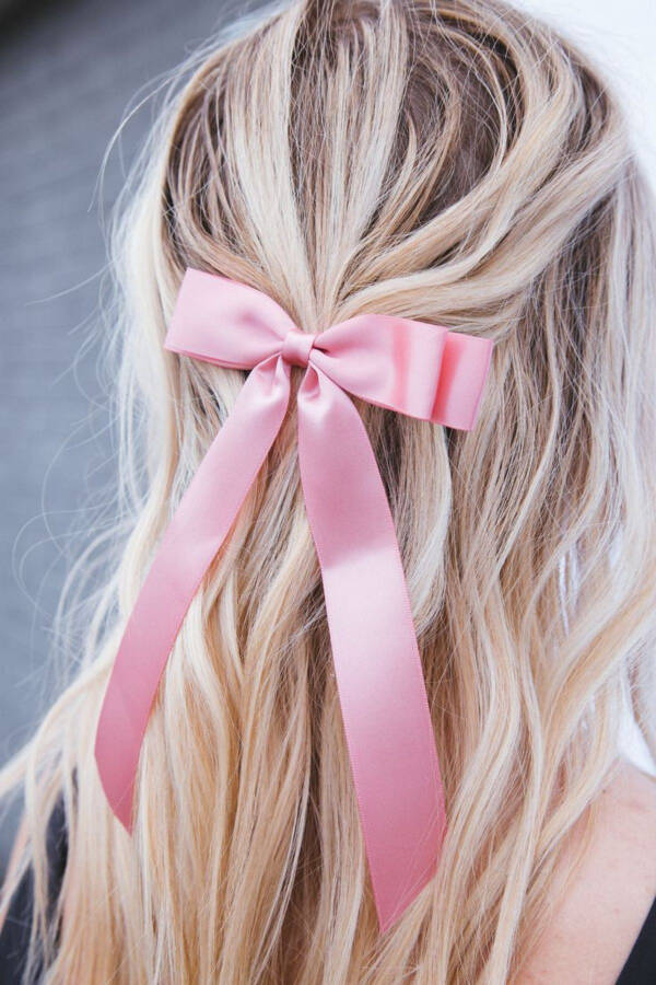 Women's Satin Ribbon Bow Automatic Hair Clip - 1