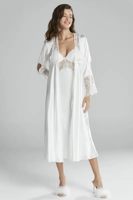 Women's Satin Six-Piece Dowry Set - 6620 Ecru-Ecru - 2