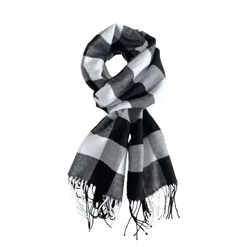 Women's Scarf Classic Tassel Plaid Super Soft Classic CasModazoneere Feel Fall Winter Scarves Tartan Warm Chunky Wrap Shawl - MODAZONE