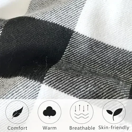 Women's Scarf Classic Tassel Plaid Super Soft Classic CasModazoneere Feel Fall Winter Scarves Tartan Warm Chunky Wrap Shawl - 5