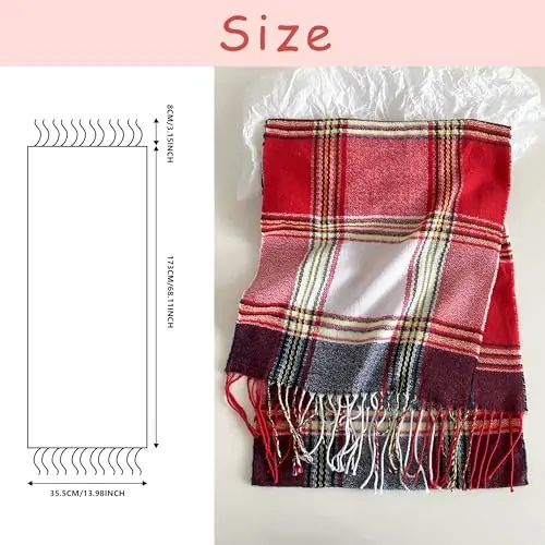 Women's Scarf Classic Tassel Plaid Super Soft Classic CasModazoneere Feel Fall Winter Scarves Tartan Warm Chunky Wrap Shawl - 6