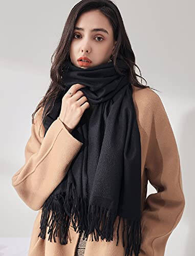 Womens Scarfs Large Soft Cashmere Feel Pashmina Scarves Shawls and Wraps for Evening Dress in Solid Colors - 18