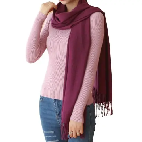 Womens Scarfs Large Soft CasModazoneere Feel PasModazoneina Scarves Shawls and Wraps for Evening Dress in Solid Colors - 3