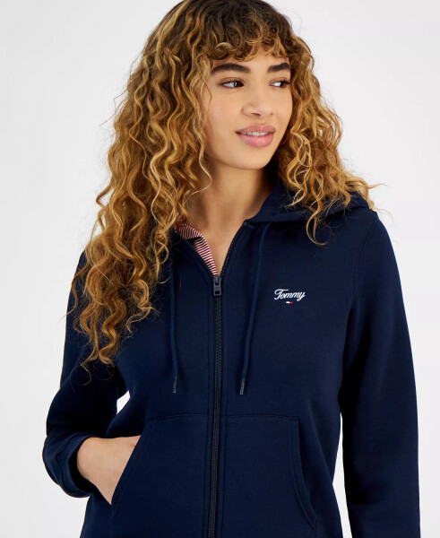 Women's Script Logo Zip-Front Hoodie DARK NIGHT NAVY - 2