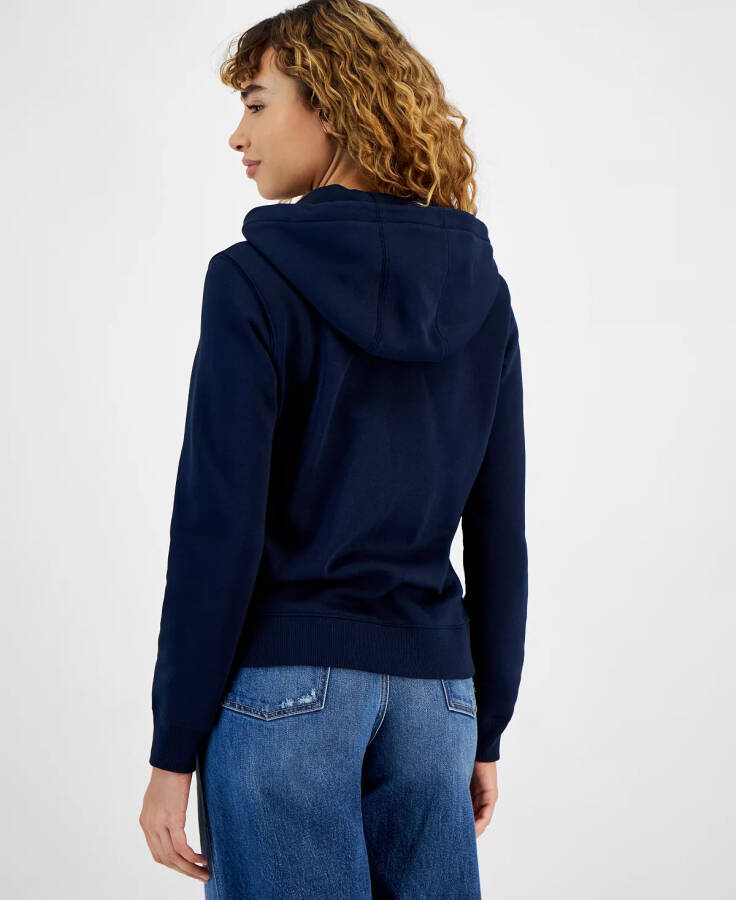 Women's Script Logo Zip-Front Hoodie DARK NIGHT NAVY - 3