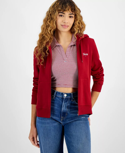 Women's Script Logo Zip-Front Hoodie REGATTA RED - 1