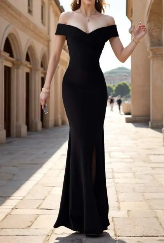 Women's Scuba Fabric Boat Neck And Décolleté Detailed Dress - 2