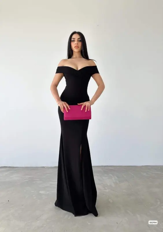 Women's Scuba Fabric Boat Neck And Décolleté Detailed Dress - 6