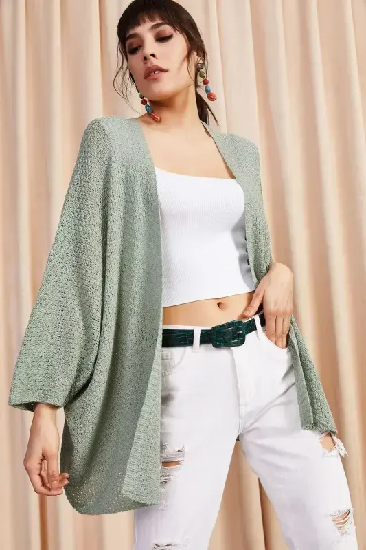 Women's Sea Green Batwing Spring Cardigan HRK-19000057-SEA GREEN - 1