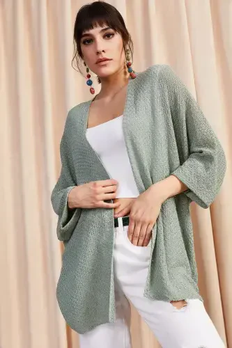 Women's Sea Green Batwing Spring Cardigan HRK-19000057-SEA GREEN - OLALOOK (1)