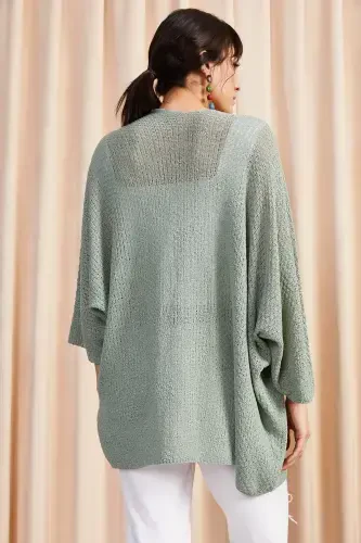 Women's Sea Green Batwing Spring Cardigan HRK-19000057-SEA GREEN - 4