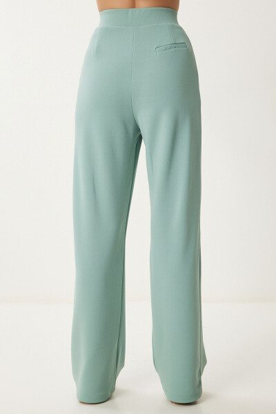 Women's Sea Green Belted Relaxed Woven Trousers RV00150 - 6