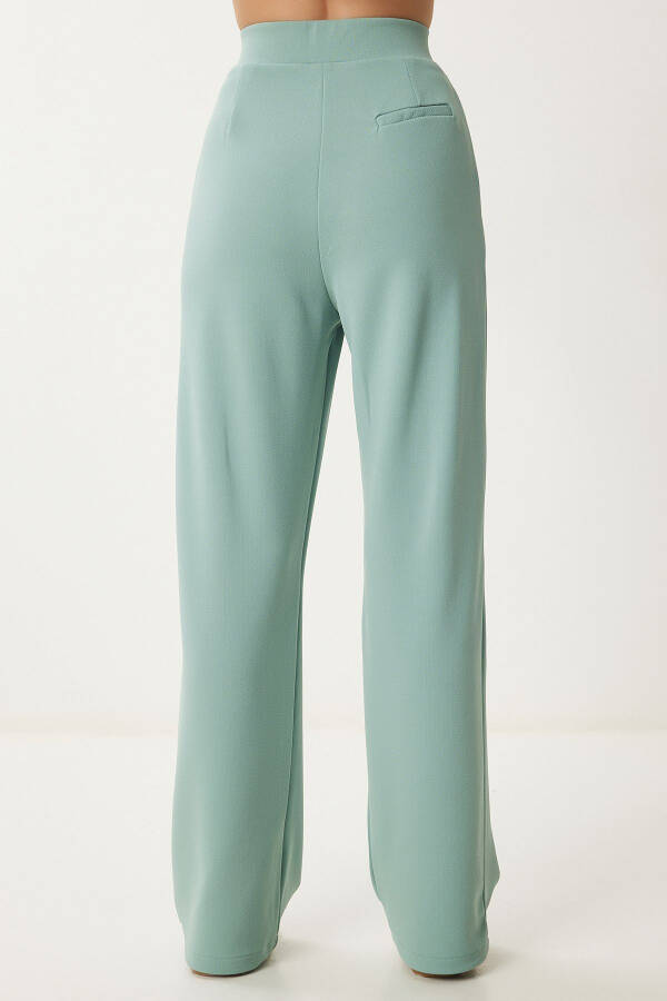 Women's Sea Green Belted Relaxed Woven Trousers RV00150 - 6