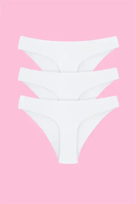 Women's Seamless Laser Cut Invisible Panties 3 Pack White - 14