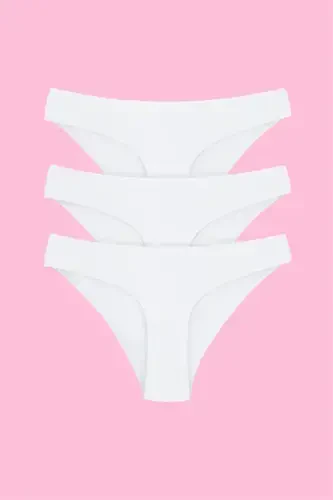 Women's Seamless Laser Cut Invisible Panties 3 Pack White - 7