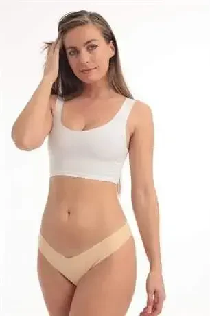 Women's Seamless No Show Laser Cut Brief 3 Pack Nude - 4