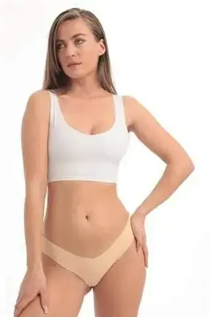 Women's Seamless No Show Laser Cut Brief 3 Pack Nude - 5