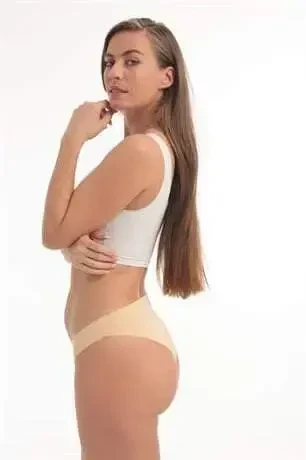 Women's Seamless No Show Laser Cut Brief 3 Pack Nude - 6