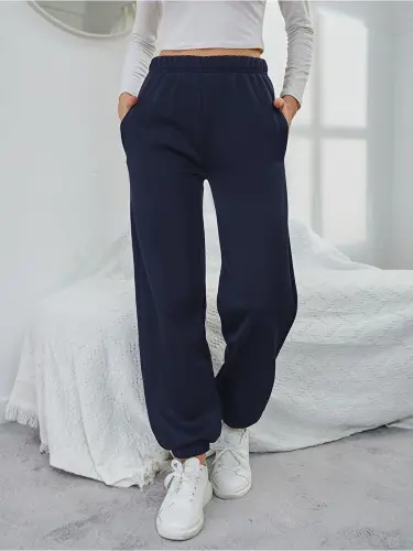 Women's Self Curling Loose Thin Tracksuit SPR24EA89-Navy Blue - 1