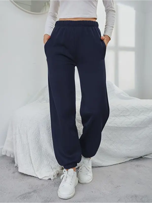 Women's Self Curling Loose Thin Tracksuit SPR24EA89-Navy Blue - 1