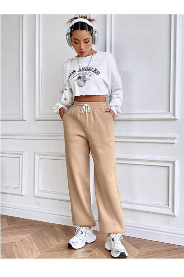 Women's Self-Folding Wide Leg Sweatpants SPR24EA89 - 3