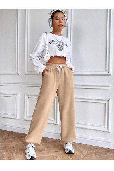 Women's Self-Folding Wide Leg Sweatpants SPR24EA89 - 4