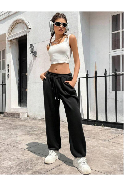 Women's Self-Folding Wide Leg Sweatpants SPR24EA89 - 4