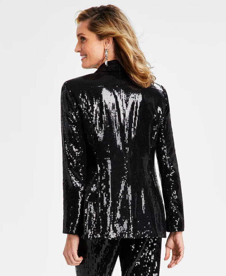 Women's Sequin Blazer, Regular & Petite, Created for Modazone Deep Black - 2