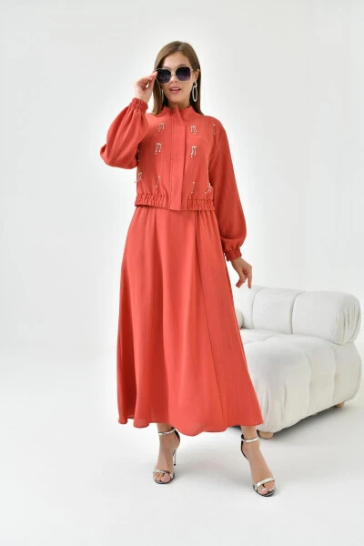 Women's Sequined Crepe Skirt Suit Tile 30839 - 18