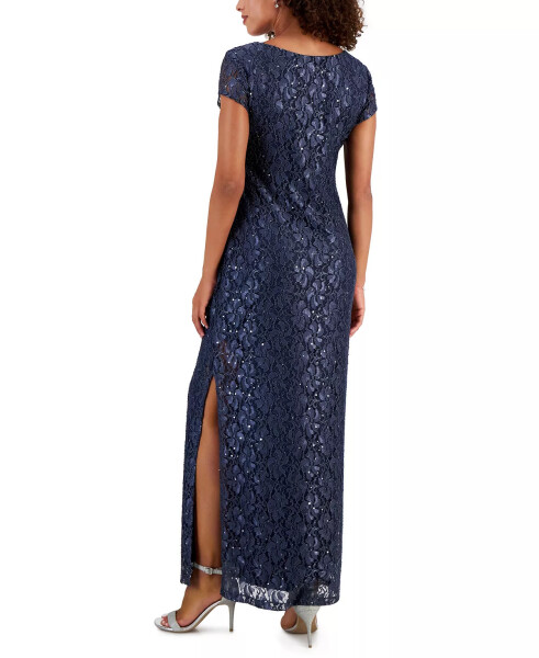 Women's Sequined-Lace Maxi Dress Charcoal - 2