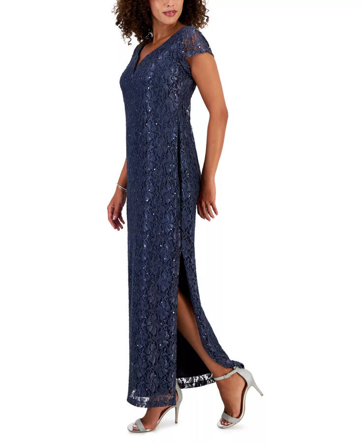 Women's Sequined-Lace Maxi Dress Charcoal - 3