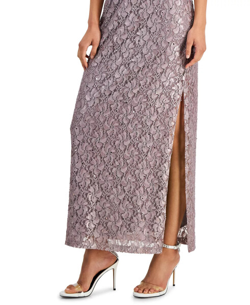 Women's Sequined-Lace Maxi Dress Dusty Taupe - 4