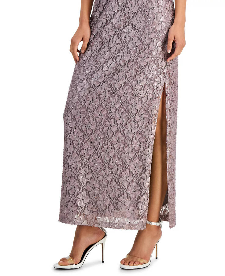 Women's Sequined-Lace Maxi Dress Dusty Taupe - 4