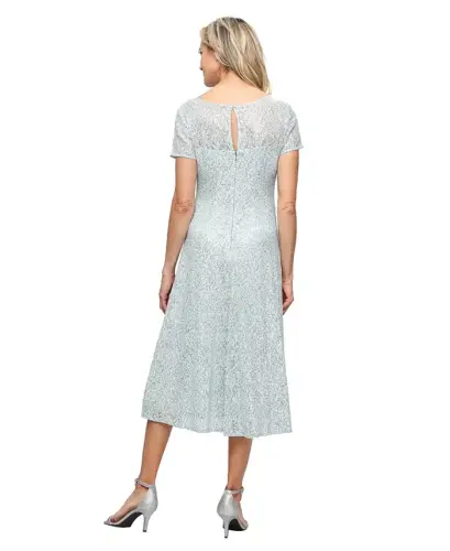 Women's Sequined Lace Midi Dresses - Sage - 3