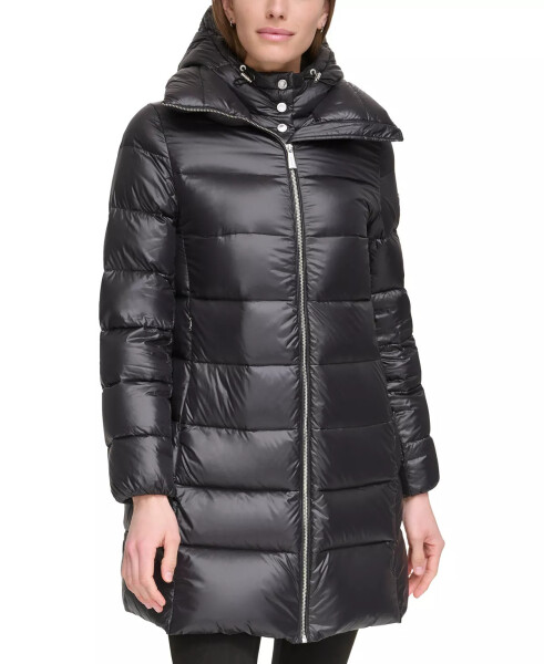 Women's Shine Bibbed Hooded Packable Puffer Coat, Created for Modazone Pearlized Black - 7