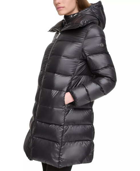 Women's Shine Bibbed Hooded Packable Puffer Coat, Created for Modazone Pearlized Black - 9