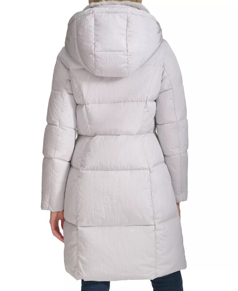 Women's Shine Faux-Fur-Collar Hooded Puffer Coat Grey - 2