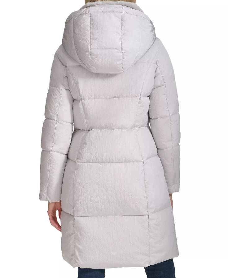 Women's Shine Faux-Fur-Collar Hooded Puffer Coat Grey - 2