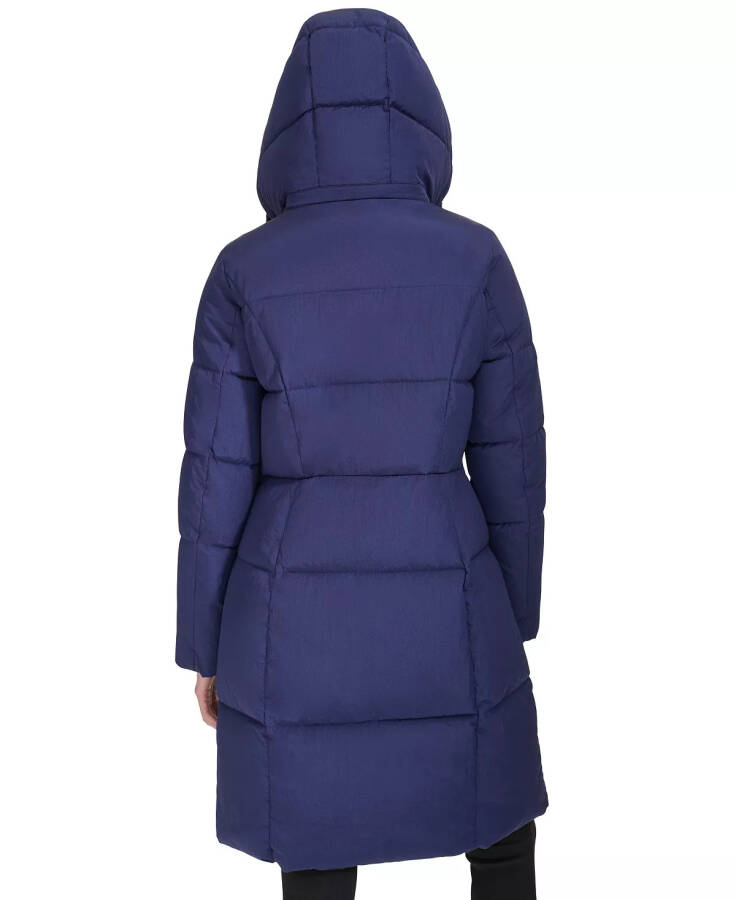 Women's Shine Faux-Fur-Collar Hooded Puffer Coat Navy - 2