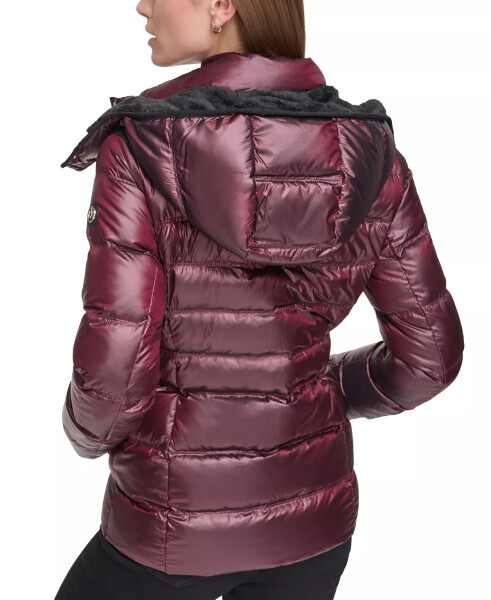 Women's Shine Hooded Down Puffer Coat Shine Wine - 7