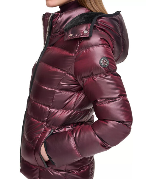 Women's Shine Hooded Down Puffer Coat Shine Wine - 8