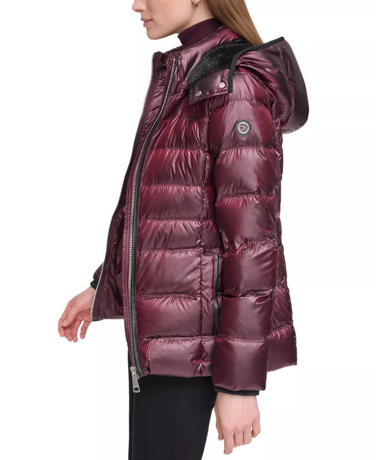 Women's Shine Hooded Down Puffer Coat Shine Wine - 9