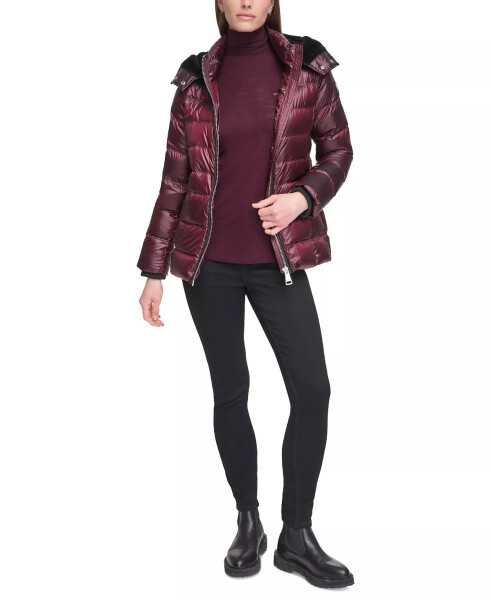 Women's Shine Hooded Down Puffer Coat Shine Wine - 10