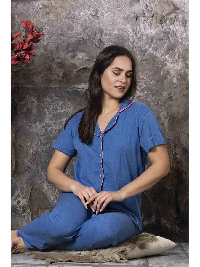 Women's Shirt Collar Pajama Set - 5