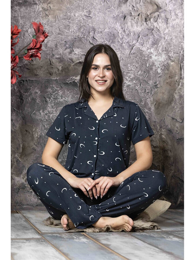 Women's Shirt Collar Pajama Set - 4