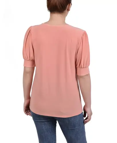 Women's Short Balloon Sleeve Top with Hardware-Canyon Sunset - NY COLLECTION (1)
