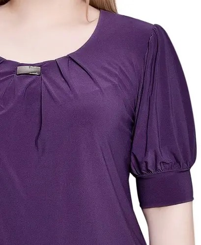 Women's Short Balloon Sleeve Top with Hardware-Nightshade - 4