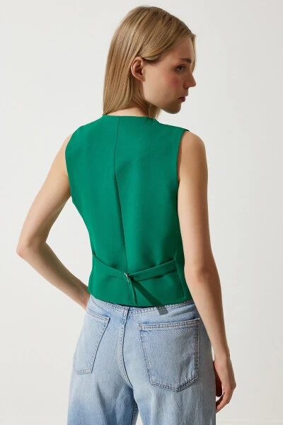 Women's Short Knitted Cardigan Sitting on Green Body TO00048 - 5